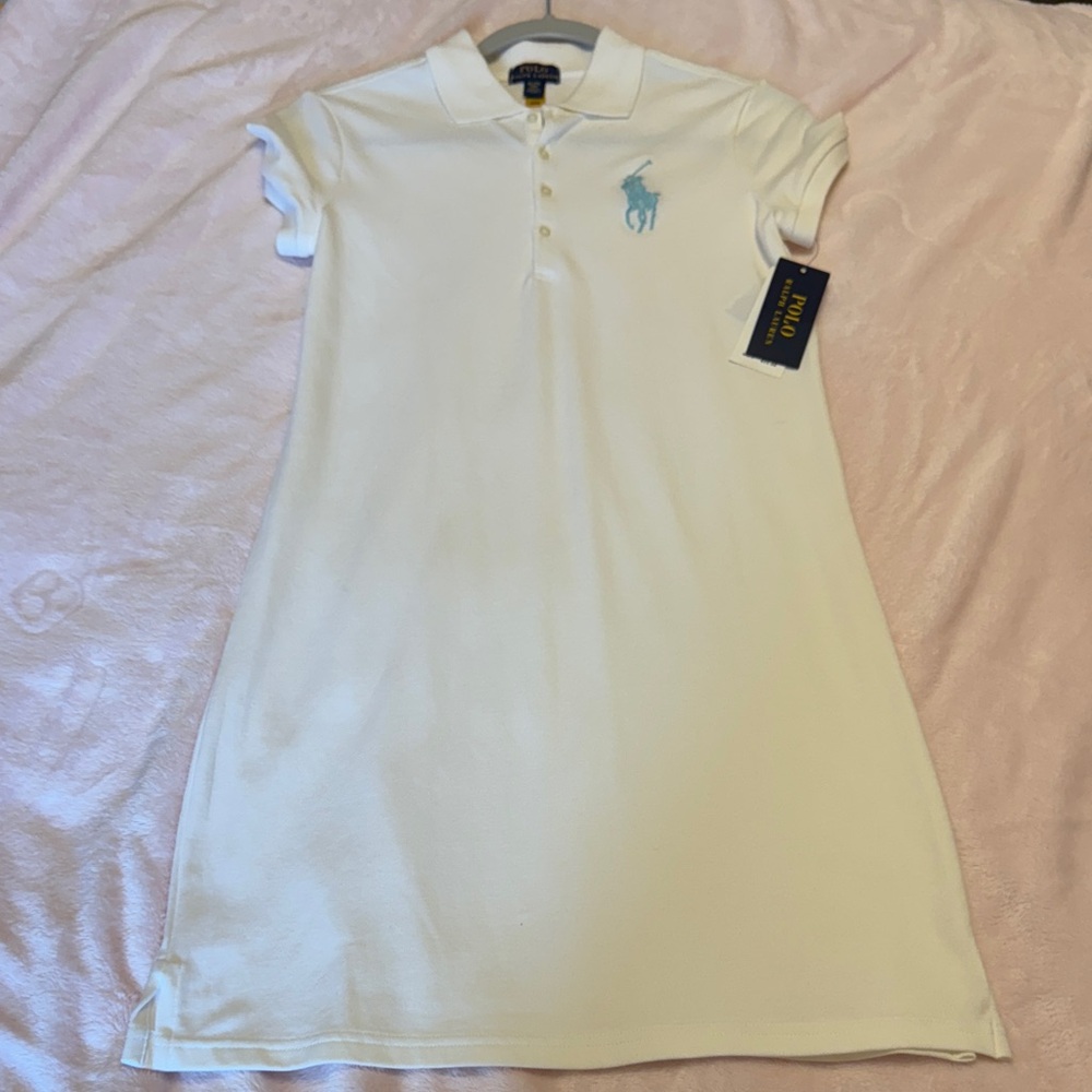 Ralph Lauren Cream Polo Dress with Blue Emblem